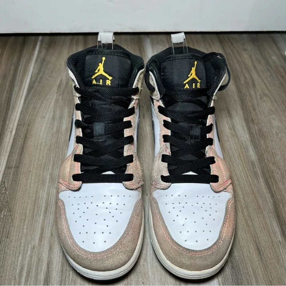 Nike Air Jordan 1 Mid SE GS Shoes ‘Flight Club’ Yellow & Orange Youth 6Y